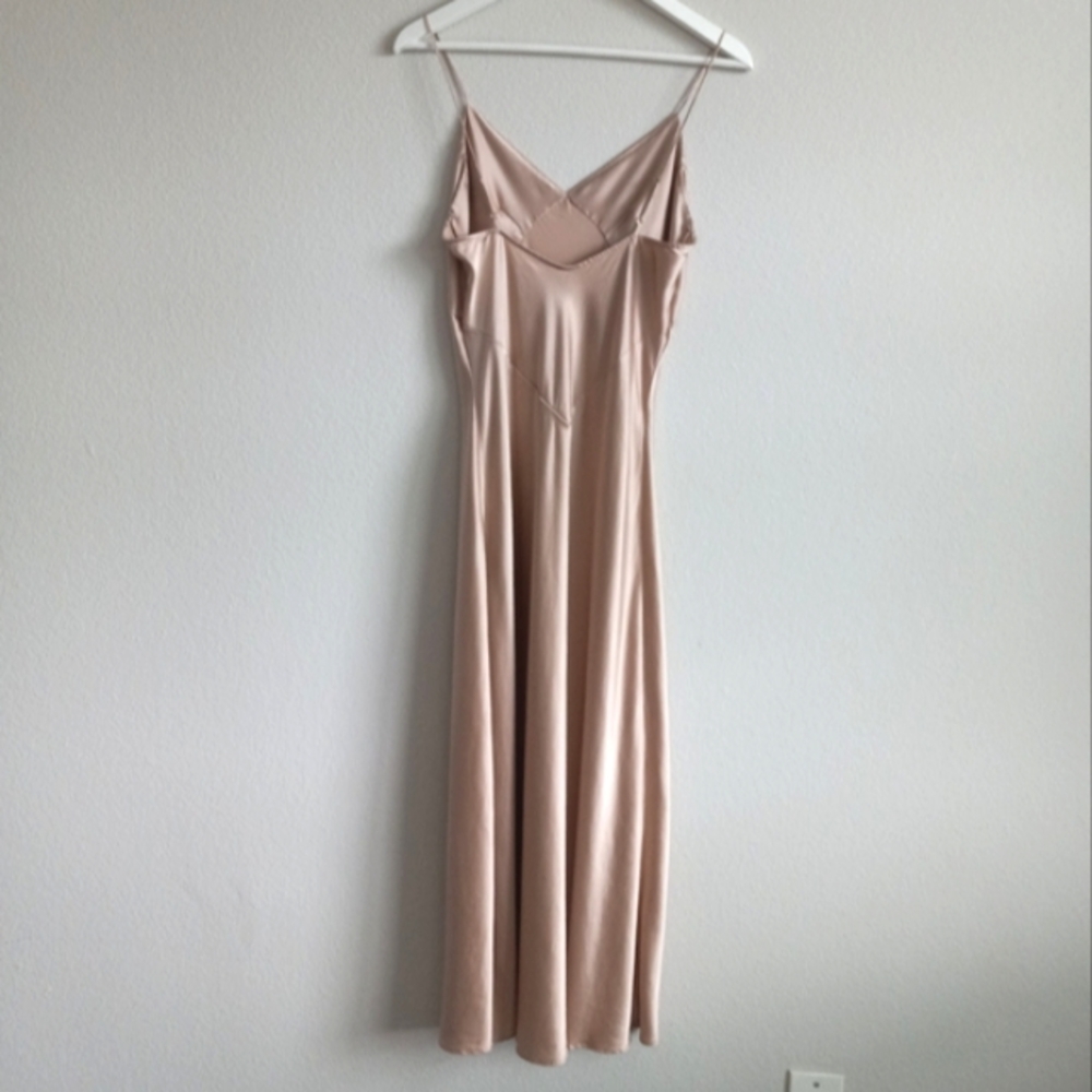 Silk Mason 100% Mulberry Silk Slip Midi Dress Desert Rose L - Picture 13 of 16